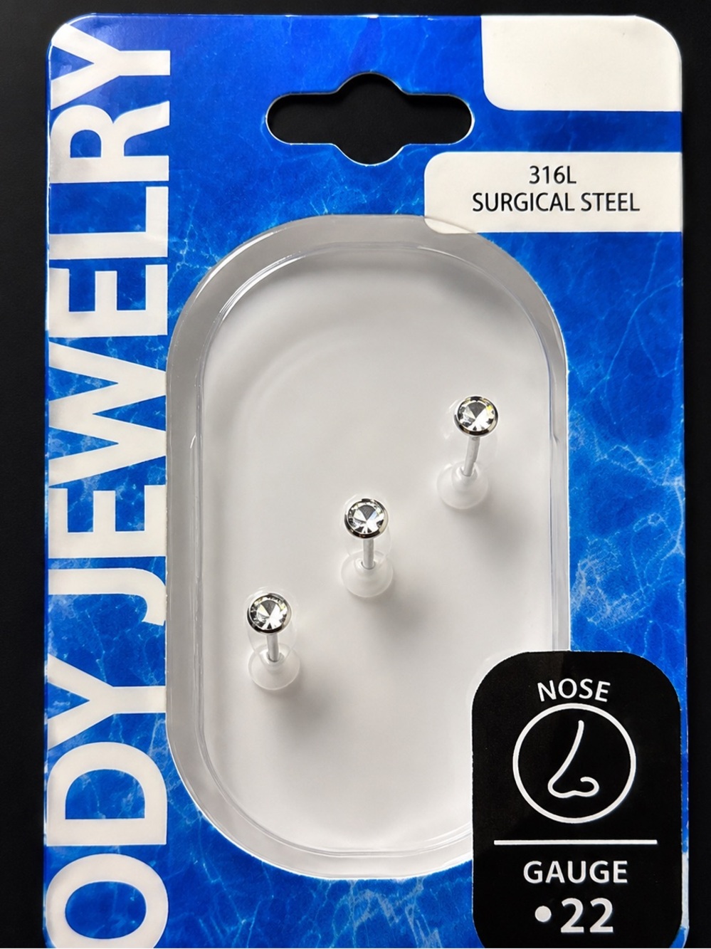 1 set of 3 nose rings.